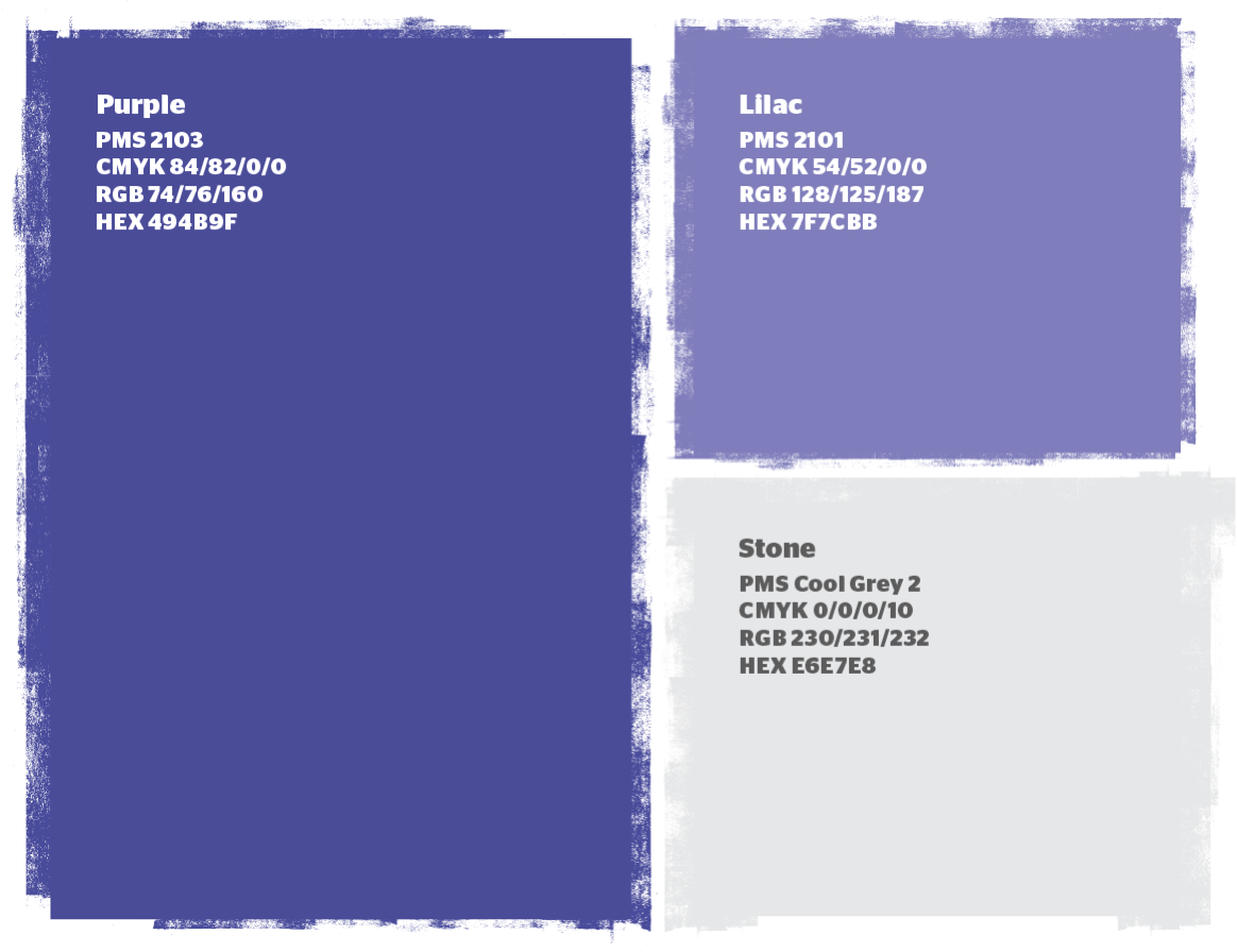 ASRC's purple and grey colour swatches